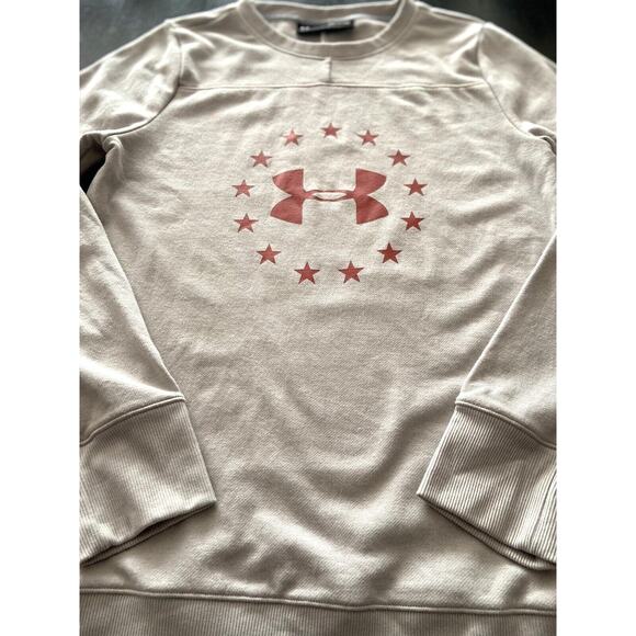 UNDER ARMOUR Freedom Threadborne Crew Off-White/Red Sweatshirt Ladies sz Small - Picture 4 of 11